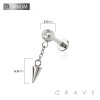 SPIKE CONE DANGLE BEZEL CZ TOP THREADLESS (PUSH IN) IMPLANT GRADE TITANIUM LABRET SET